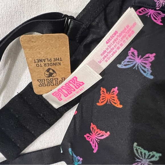 PINK VS Victoria Secret bra lightest lined 42C black with butterflies - Picture 6 of 8